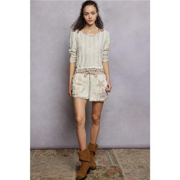 POL Texture Long Sleeve Blouse with Floral Ruffled - Picture 5 of 12